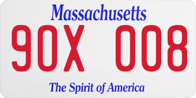 MA license plate 9OX008