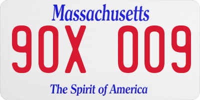 MA license plate 9OX009