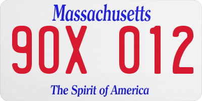 MA license plate 9OX012
