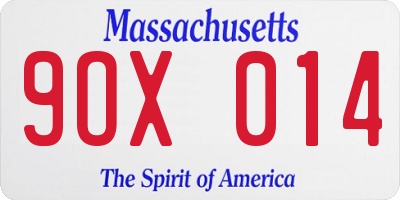 MA license plate 9OX014