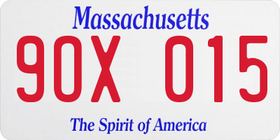 MA license plate 9OX015