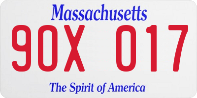 MA license plate 9OX017