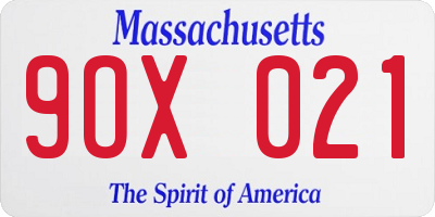 MA license plate 9OX021