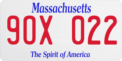 MA license plate 9OX022