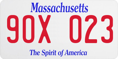 MA license plate 9OX023