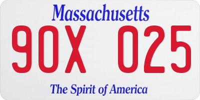 MA license plate 9OX025