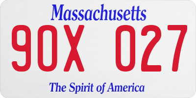 MA license plate 9OX027