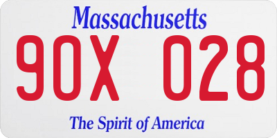 MA license plate 9OX028
