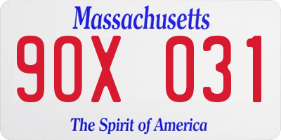 MA license plate 9OX031