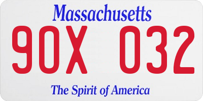MA license plate 9OX032