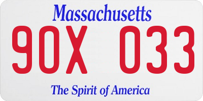 MA license plate 9OX033