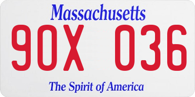 MA license plate 9OX036
