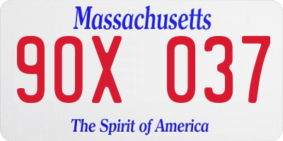 MA license plate 9OX037