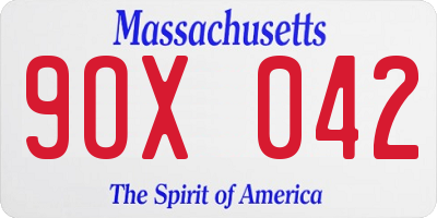 MA license plate 9OX042