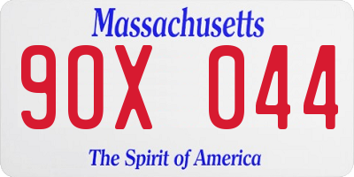 MA license plate 9OX044