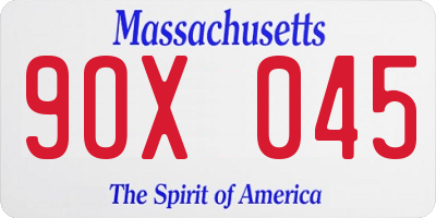 MA license plate 9OX045