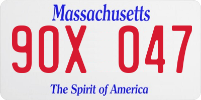 MA license plate 9OX047