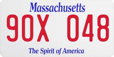 MA license plate 9OX048