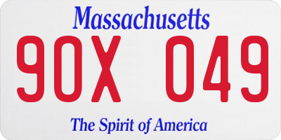 MA license plate 9OX049