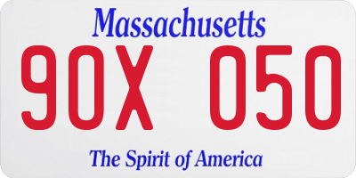 MA license plate 9OX050
