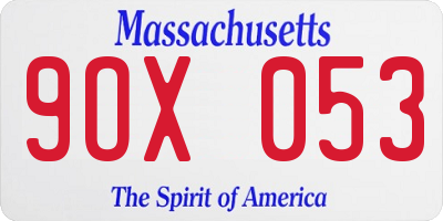 MA license plate 9OX053