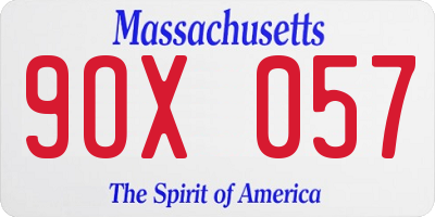 MA license plate 9OX057