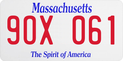 MA license plate 9OX061