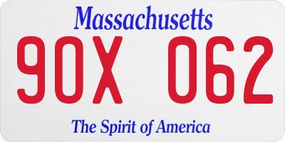 MA license plate 9OX062