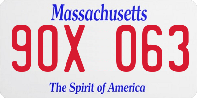 MA license plate 9OX063