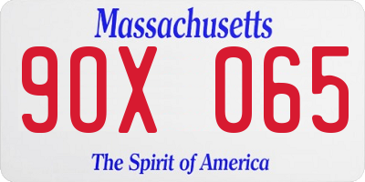 MA license plate 9OX065