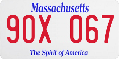 MA license plate 9OX067