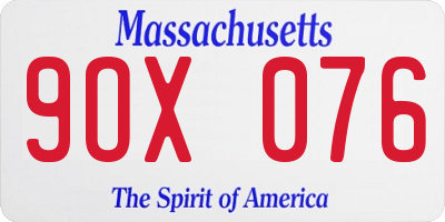 MA license plate 9OX076