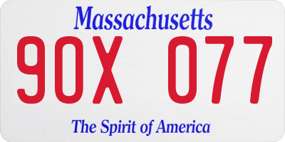 MA license plate 9OX077
