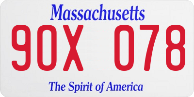 MA license plate 9OX078