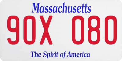 MA license plate 9OX080