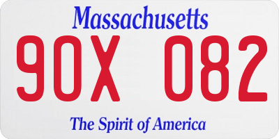 MA license plate 9OX082