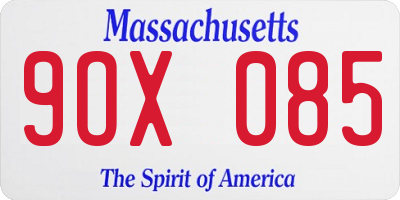 MA license plate 9OX085