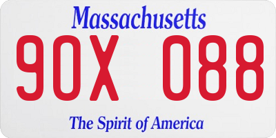 MA license plate 9OX088