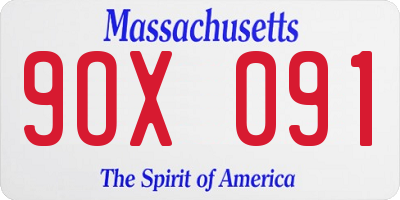 MA license plate 9OX091