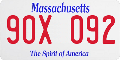 MA license plate 9OX092