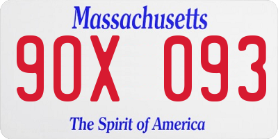 MA license plate 9OX093
