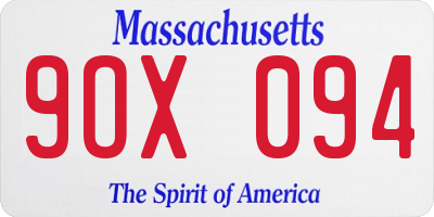 MA license plate 9OX094