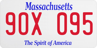 MA license plate 9OX095