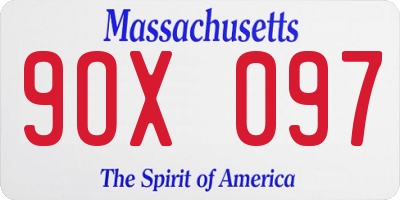 MA license plate 9OX097