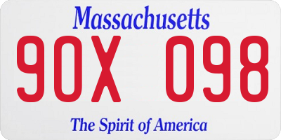 MA license plate 9OX098
