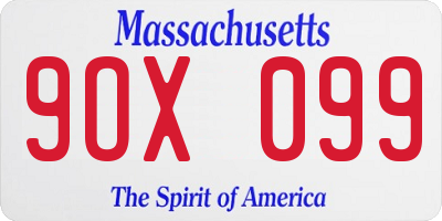 MA license plate 9OX099