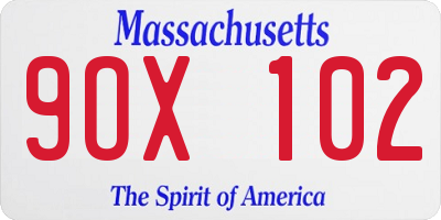 MA license plate 9OX102