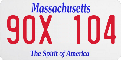 MA license plate 9OX104