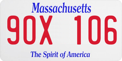 MA license plate 9OX106