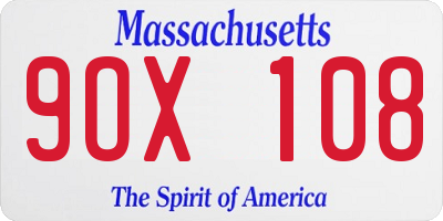 MA license plate 9OX108